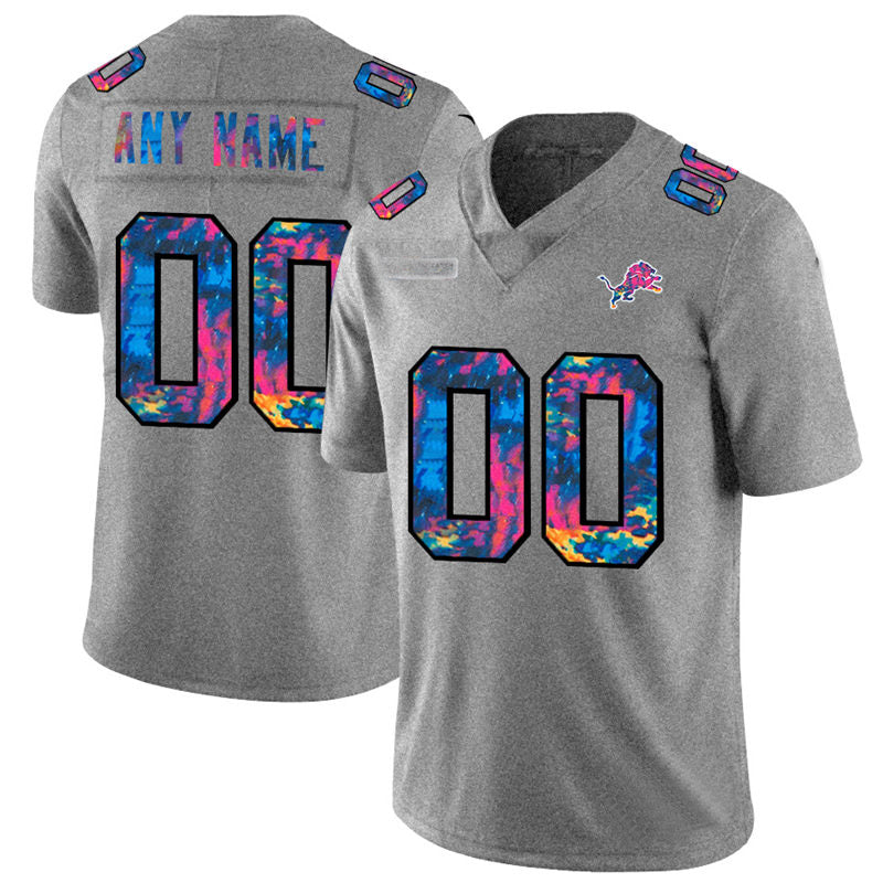 Custom1 Detroit Lions Multi-Color 2020  Crucial Catch Vapor Untouchable Limited Jerseys Greyheather Stitched American Football Jerseys