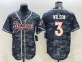 Men's Denver Broncos Russell Wilson #3 Grey Camouflage Game Jerseys Joint Edition