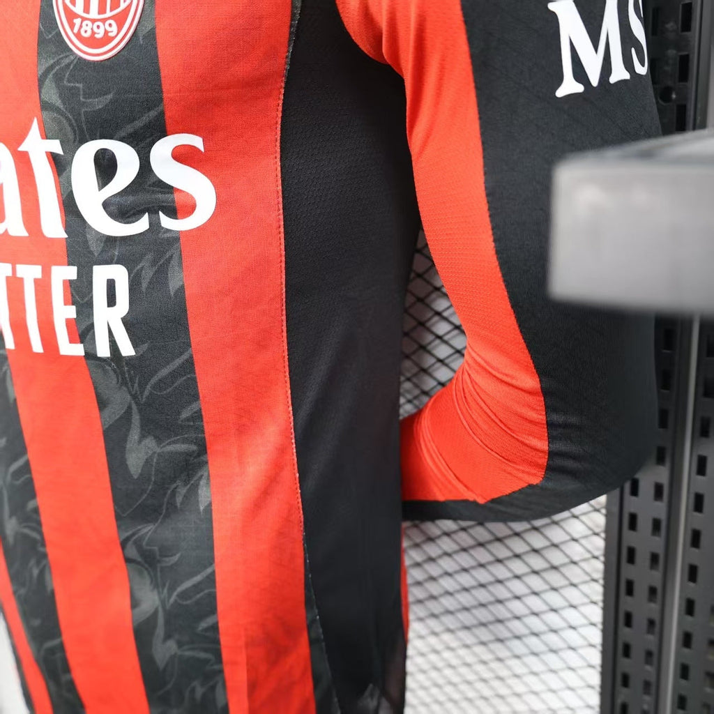 2025-26 AC Milan Home Long Sleeve Player Version Jersey - Men's