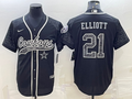 Men's Dallas Cowboys Ezekiel Elliott #21 Black RFLCTV Limited Jerseys Joint Edition