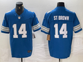 Men's Detroit Lions Amon-Ra St. Brown #14 Blue Vapor F.U.S.E. Limited Jerseys