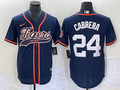 Men's Detroit Tigers Miguel Cabrera #24 Navy Replica Player Jerseys Joint Edition