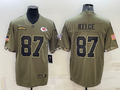 Men's Kansas City Chiefs Travis Kelce #87 Olive 2022 Salute To Service Limited Jerseys
