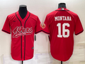 Men's San Francisco 49ers Joe Montana #16 Red Game Jerseys Joint Edition