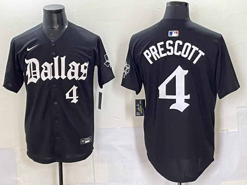 Men's Dallas Cowboys Dak Prescott #4 Black Team Game Player Jersey