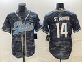 Men's Detroit Lions Amon-Ra St. Brown #14 Grey Camouflage Game Jerseys Joint Edition