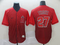 Men's Los Angeles Angels Mike Trout #27 Red Gradient Baseball Jerseys