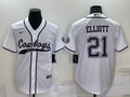 Men's Dallas Cowboys Ezekiel Elliott #21 White Game Jerseys Joint Edition