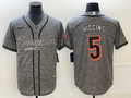 Men's Cincinnati Bengals Tee Higgins #5 Grey Fashion Game Jerseys