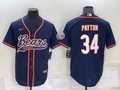 Men's Chicago Bears Walter Payton #34 Navy Game Jerseys Joint Edition