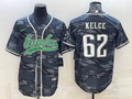 Men's Philadelphia Eagles Jason Kelce #62 Grey Camouflage Game Jerseys Joint Edition