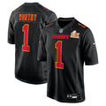 Men's Kansas City Chiefs Xavier Worthy #1 Carbon Black Super Bowl LIX Fashion Game Jerseys