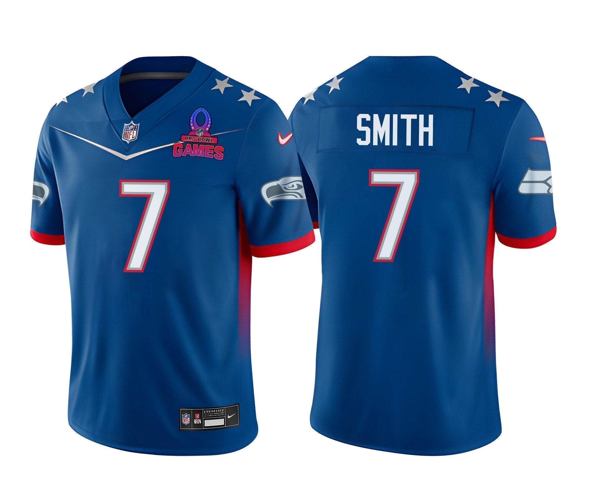 Geno Smith 7 Seahawks Pro Bowl 2023 Patch Men Jersey - Blue