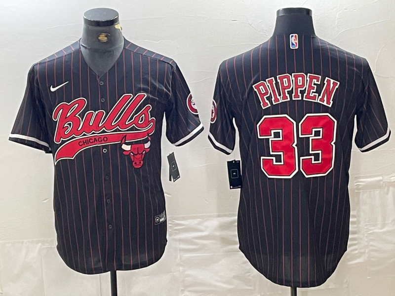 Men's Chicago Bulls Scottie Pippen #33 Black Replica Player Jersey