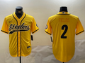 Men's Pittsburgh Steelers Justin Fields #2 Yellow Game Player Jerseys