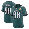 Men's Philadelphia Eagles Jalen Carter #98 Midnight Green Super Bowl LIX Game Player Jerseys