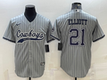 Men's Dallas Cowboys Ezekiel Elliott #21 Gray Game Player Jerseys Joint Edition