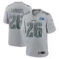 Men's Philadelphia Eagles Miles Sanders #26 Gray Super Bowl LVII Patch Atmosphere Fashion Game Jerseys
