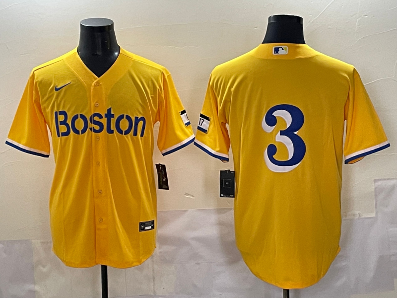 Men's Boston Red Sox Ceddanne Rafaela #3 Gold City Connect Replica Player Jersey