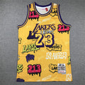 Men's Los Angeles Lakers LeBron James #23 Yellow Swingman Graffiti Edition Jerseys