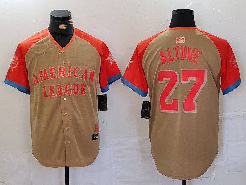 Men's American League Jose Altuve #27 Cream 2024 MLB All-Star Game Limited Player Jerseys