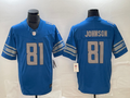 Men's Detroit Lions Calvin Johnson #81 Blue Player Game Jerseys