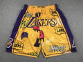 Men's Los Angeles Lakers Yellow Graffiti Edition Pocket Shorts1