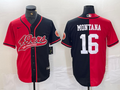 Men's San Francisco 49ers Joe Montana #16 Red/Black Game Player Jerseys Joint Edition