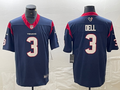 Men's Houston Texans Tank Dell #3 Navy Player Game Jerseys