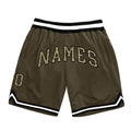 Custom Olive Camo-Black Authentic Throwback Salute To Service Basketball Shorts